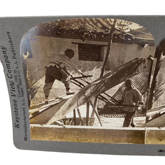 Antique 1903 Stereoview Photo Card Chinese Sawmill Peking China Keystone - Picture 8 of 8